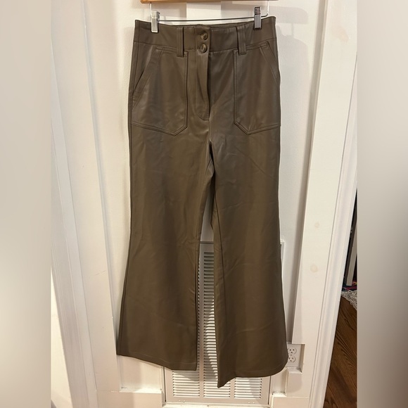 Anthropologie Maeve The Naomi Wide-Leg Flare Pants Faux Leather Edition - Picture 2 of 7